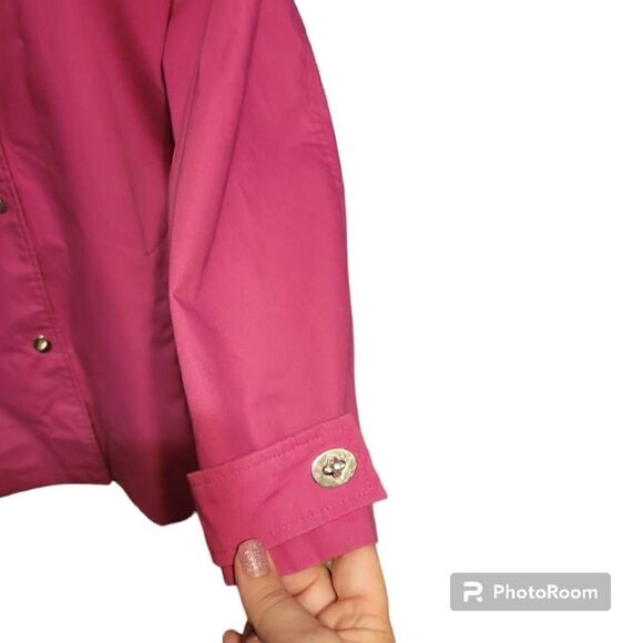 Dennis by Dennis Basso Fuscia Raincoat Size Small - Picture 2 of 8
